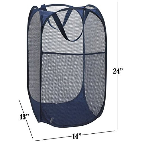Handy Laundry Collapsible Mesh Foldable Hamper 14 X 14 X 24 Navy Blue