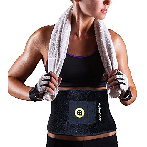 Activegear Premium Waist Trimmer Belt Slim Body Sweat Wrap For Stomach And Back Lumbar Support (Yellow, Large 9"" X 46"")