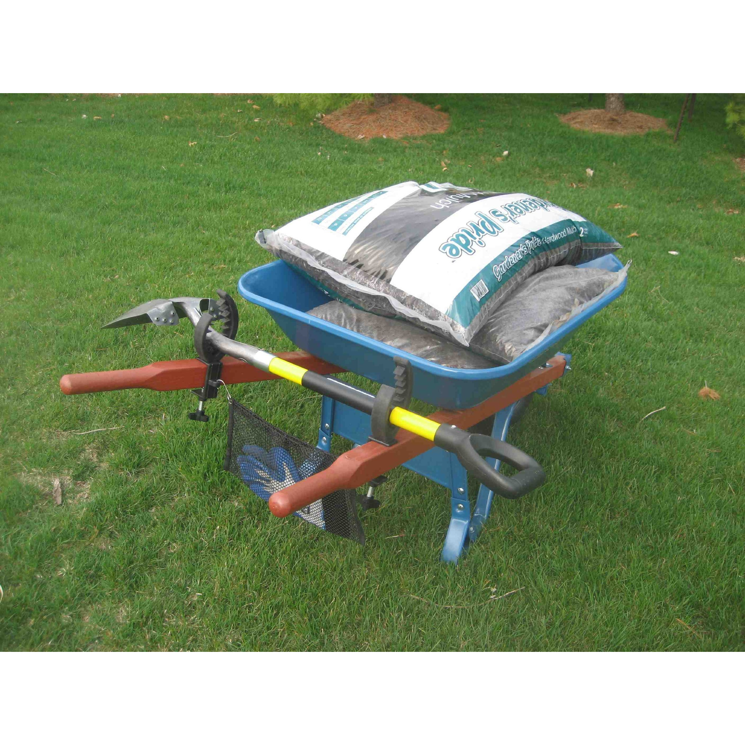Grizzly Grip Wheelbarrow Tool Holder With Mesh Bag, Secures Tools To Wheelbarrow