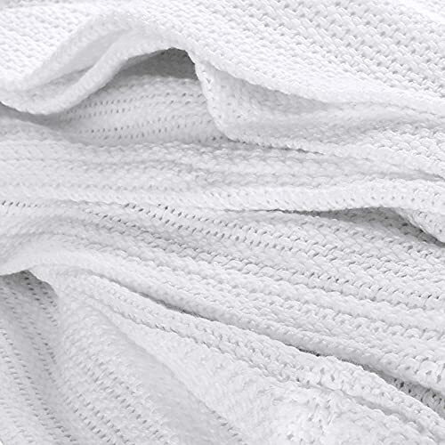 Linteum Textile Hospital Thermal Blanket 66X90 Inch 100% Cotton Breathable Soft & Cozy Open-Cell Weave Design Bed Blanket For Bed, Couch, Sofa Throw For All Season, 25 Lb (White, Twin)