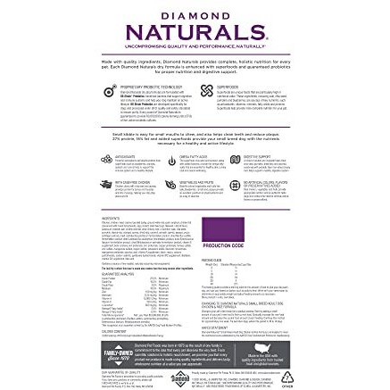 Diamond Naturals Small Breed Chicken And Rice Formula Adult Dry Dog Food With Protein From Real Chicken, Healthy Fats, Probiotics And Essential Nutrients For Small Breed Dogs 6Lb