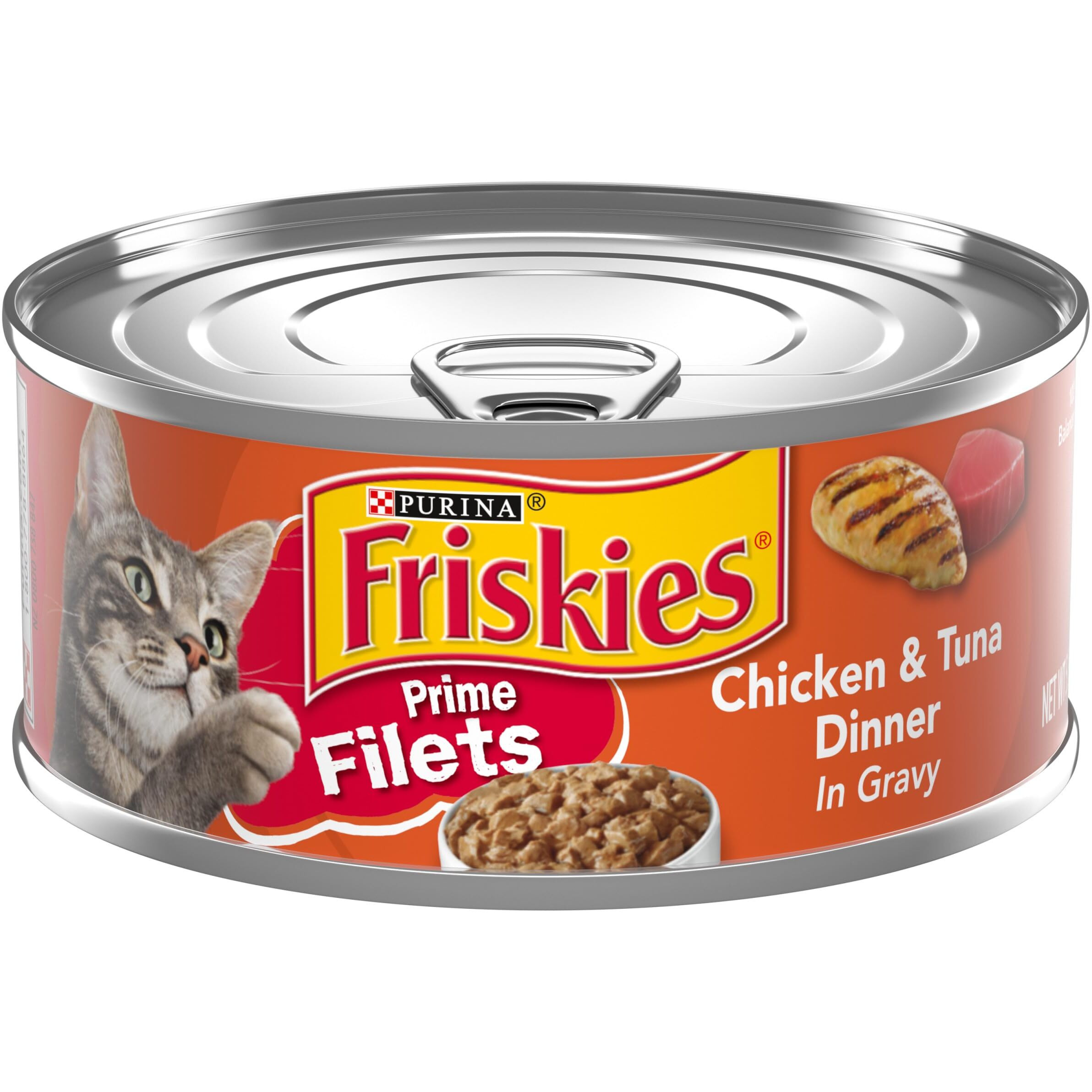 Purina Friskies Gravy Wet Cat Food, Prime Filets Chicken & Tuna Dinner In Gravy - (24) 5.5 Oz. Cans