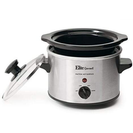 Elite Gourmet      Mst-250Xs Electric Slow Cooker Ceramic Pot, Adjustable Temp, Entrees, Sauces, Stews & Dips, Dishwasher Safe Glass Lid & Crock,      1.5 Quart, Stainless Steel