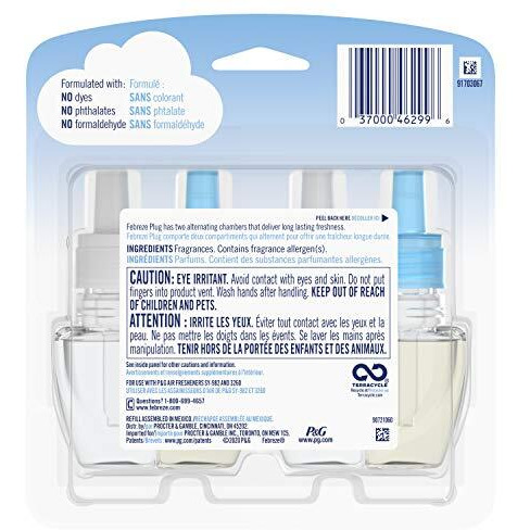 Febreze Plug In, Air Freshener, Scented Oil Refill, Linen & Sky, 0.87 Fl Oz (Pack Of 2)