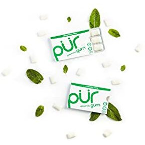 Pur 100% Xylitol Chewing Gum, Sugarless Spearmint, Sugar Free + Aspartame Free + Gluten Free, Vegan & Keto Friendly - Healthy, Low Carb, Simply Pure Natural Flavored Gum, 9 Pieces (Pack Of 12)