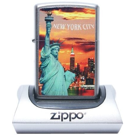 Zippo New York City Statue Of Liberty Skyline Chrome Lighter