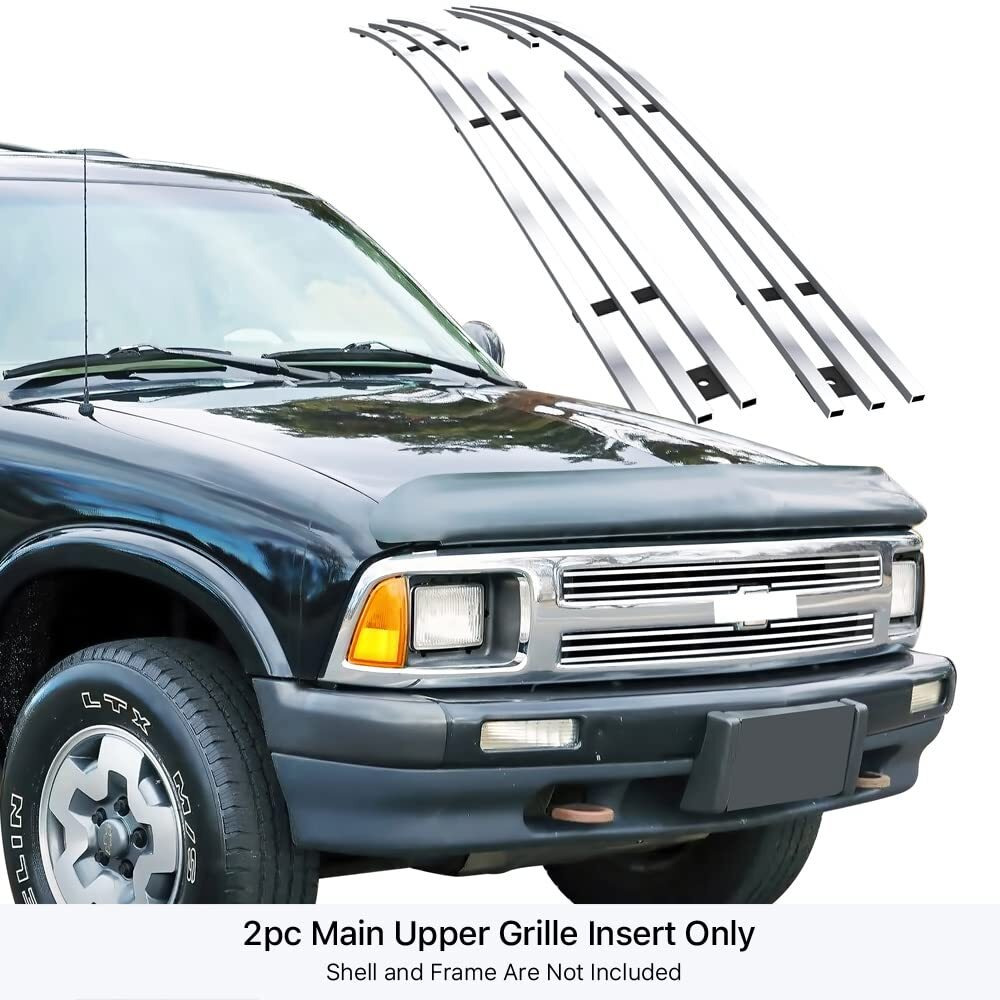 Aps Compatible With Chevy S-10 1994-1997 & Chevy S-10 Blazer 94-97 Fit 2 Door Only Main Upper Stainless Steel Ss Chrome Billet Front Grill Grille Insert C65716A