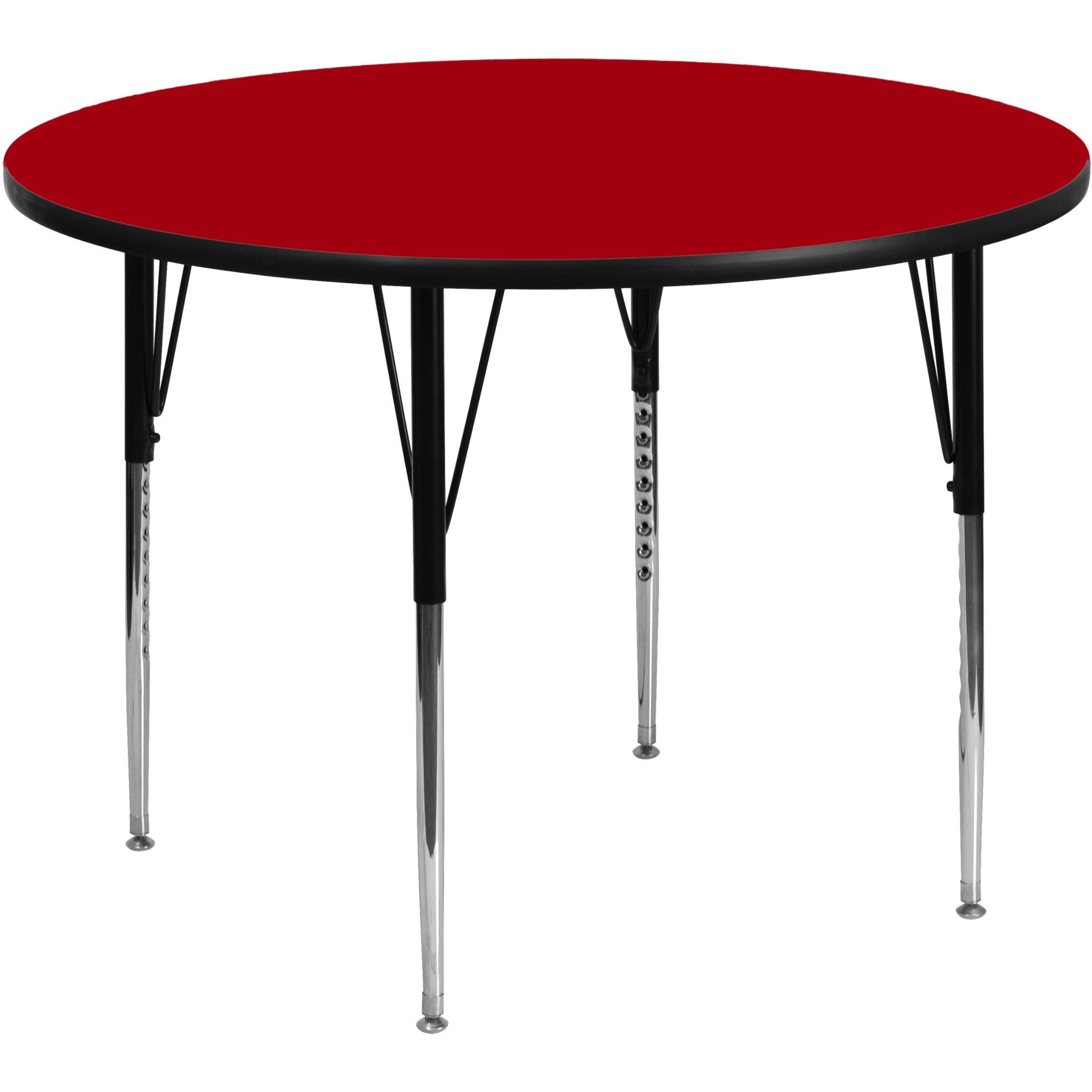 Flash Furniture Wren 48'' Round Red Thermal Laminate Activity Table - Standard Height Adjustable Legs