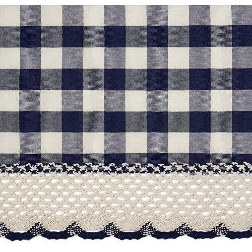 Buffalo Check Tier Pair Window Curtain Set - 58 Inch Width, 36 Inch Length - Navy & Ivory Plaid Drapes - Light Filtering Drapes For Kitchen, Bedroom, Living & Dining Room By Achim Home Decor