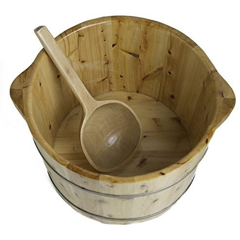 Alfi Brand Ab6604 15-Inch Solid Cedar Wood Foot Soaking Barrel Bucket With Matching Spoon
