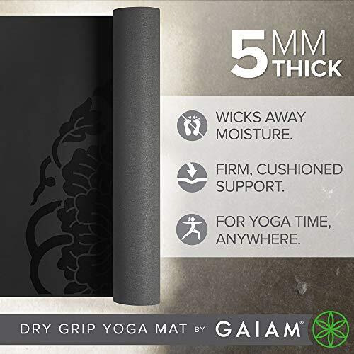 Gaiam Yoga Mat - Premium 5Mm Dry-Grip Thick Non Slip Exercise & Fitness Mat For Hot Yoga, Pilates & Floor Workouts (68"&quotL X 24"&quotW X 5Mm) - Black