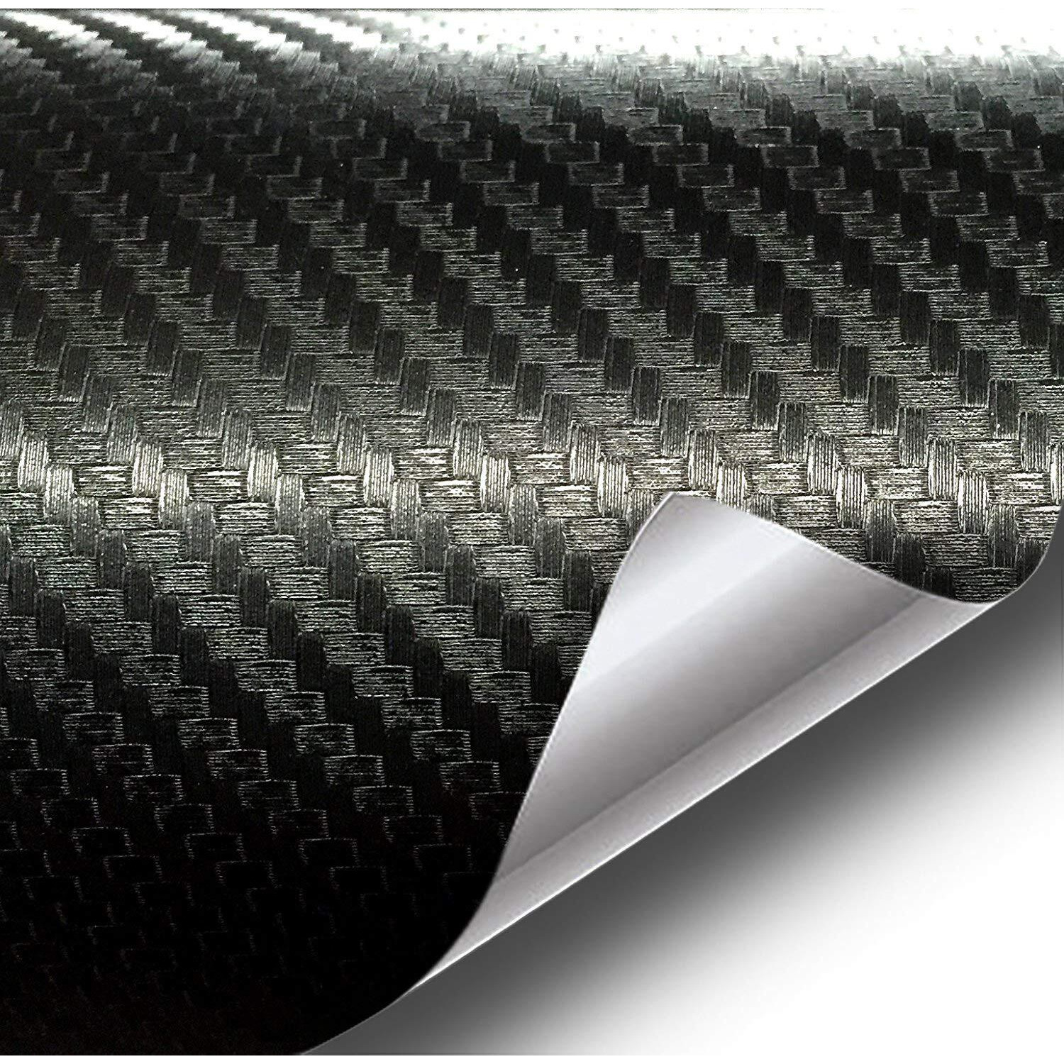 Vvivid Xpo Black 3D Carbon Fiber 5Ft X 5Ft 25Sq Ft Cast Vinyl Decal Bubble-Free Car Wrap