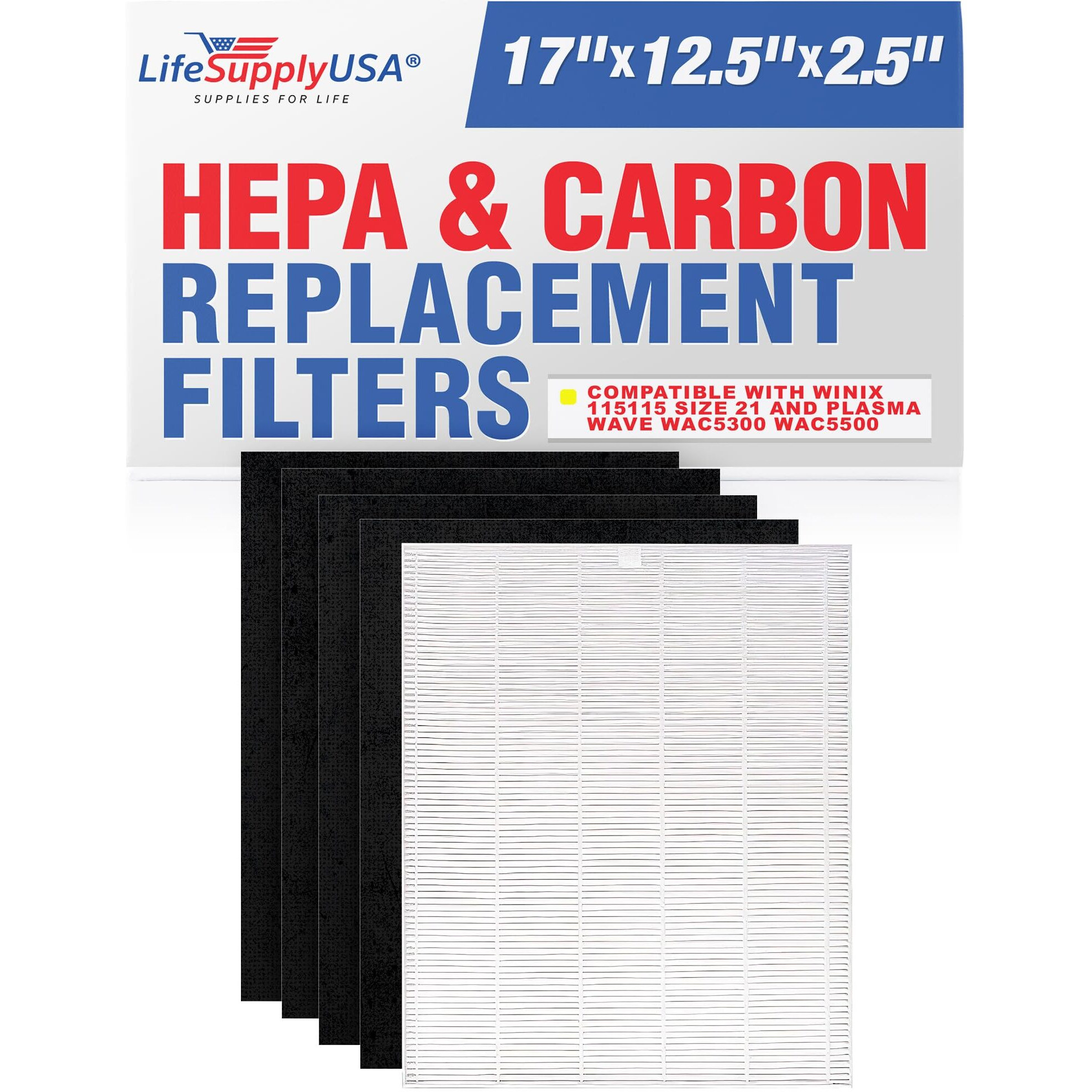 Lifesupplyusa True Hepa Plus 4 Carbon Replacement Filters For Winix 115115 Size 21