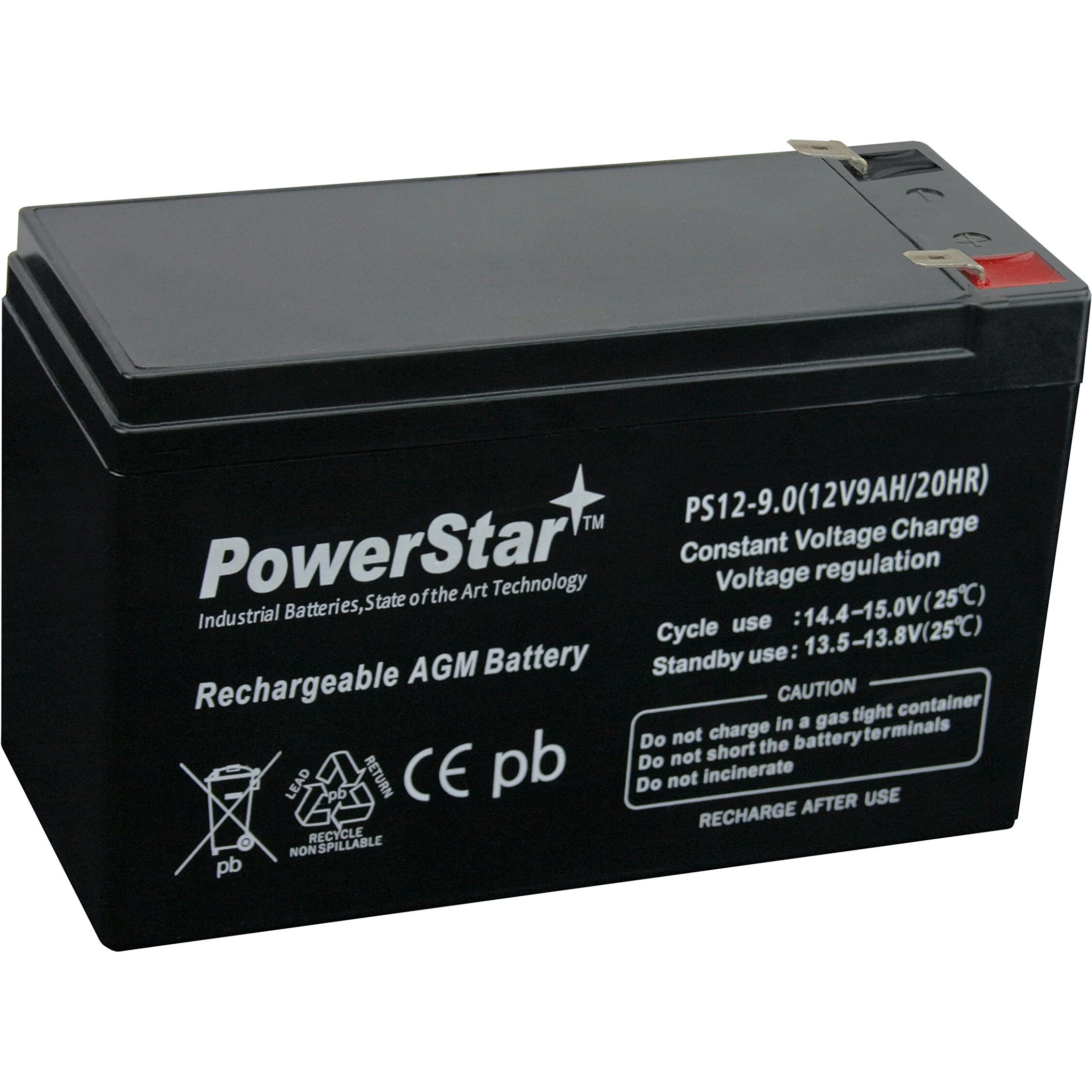 Powerstar 12V 9Ah Sealed Lead Acid (Sla) Battery F2 Terminals For Alarms, Backup Systems, Ups