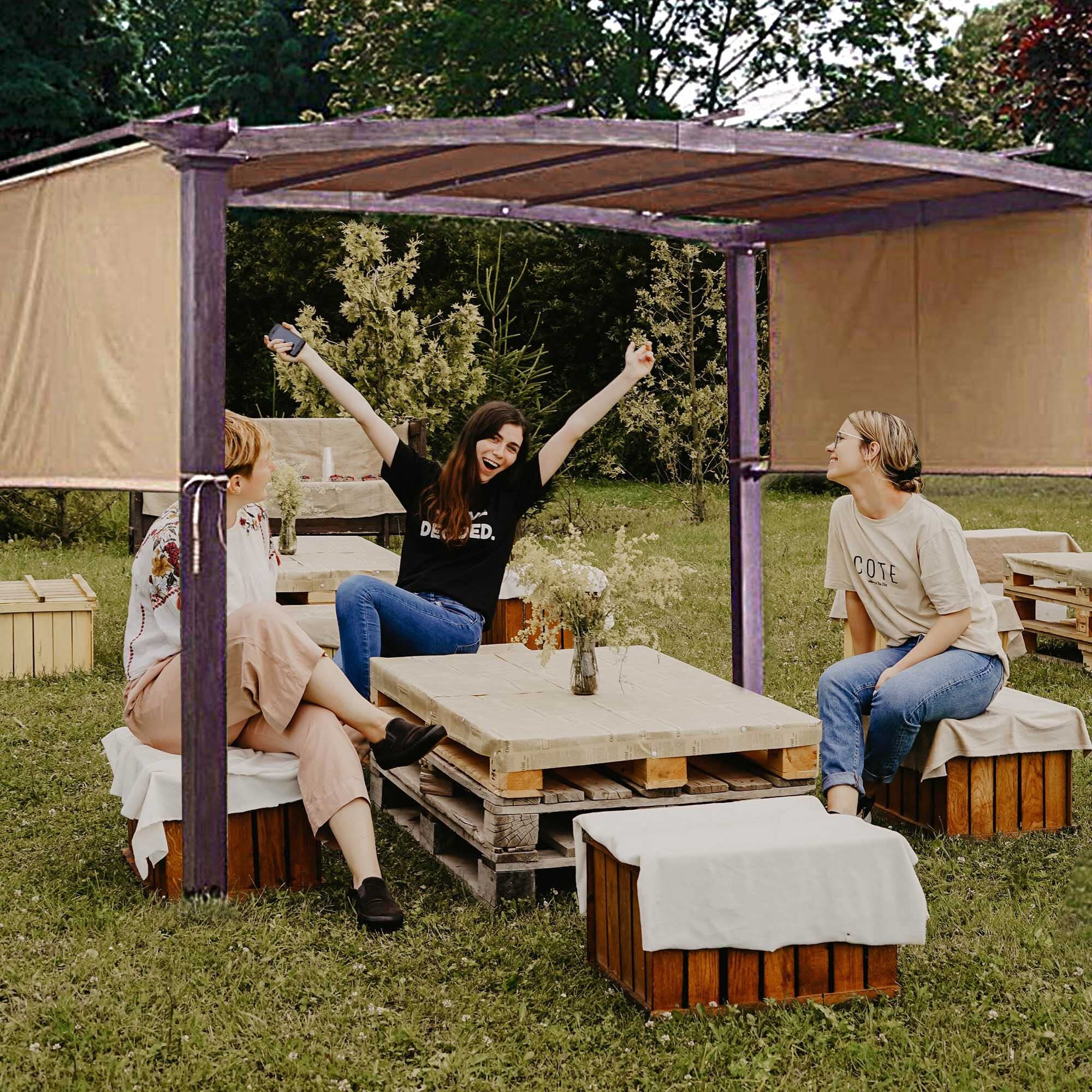 Yescom 17X6.8 Ft Universal Canopy Cover Replacement For 6Ft Curved Pergola Structure Beige