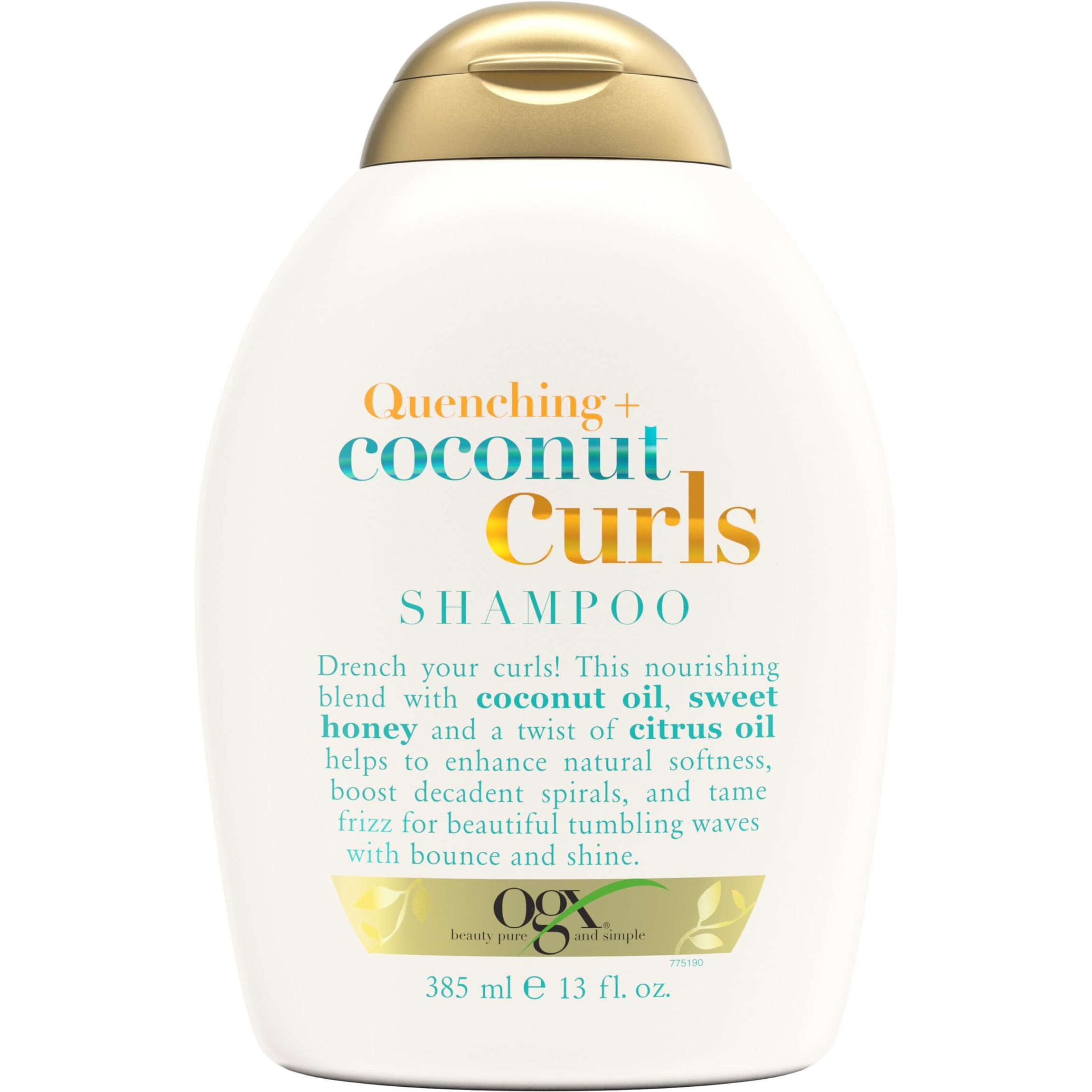 Ogx Quenching + Coconut, Curl-Defining Shampoo, Hydrating & Nourishing Curly Hair Shampoo With Coconut Oil, Citrus Oil & Honey, Paraben, Sulfate-Free Surfactants, 13 Floz