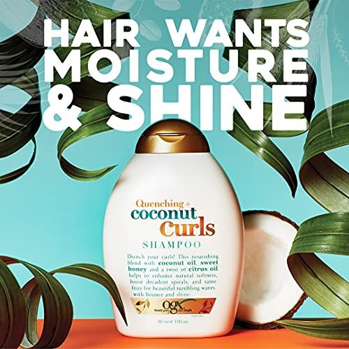 Ogx Quenching + Coconut, Curl-Defining Shampoo, Hydrating & Nourishing Curly Hair Shampoo With Coconut Oil, Citrus Oil & Honey, Paraben, Sulfate-Free Surfactants, 13 Floz