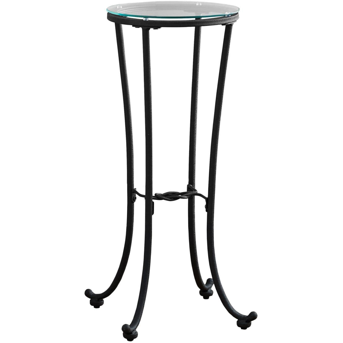 Monarch Specialties Hammered Metal With Tempered Glass Accent Table, 12L X 12W X 28H, Black