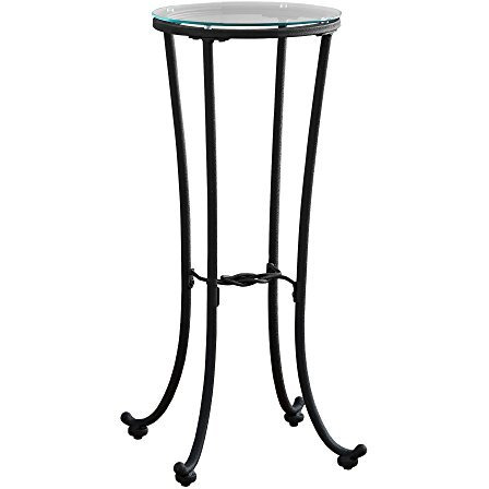 Monarch Specialties Hammered Metal With Tempered Glass Accent Table, 12L X 12W X 28H, Black