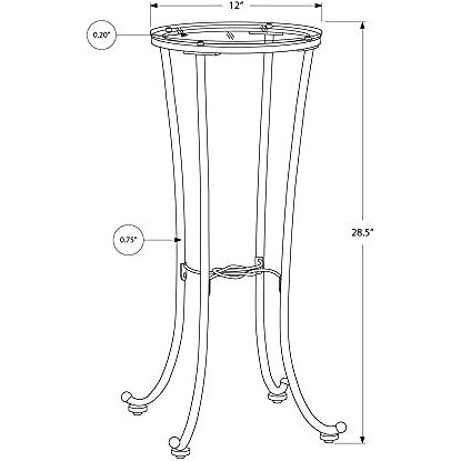 Monarch Specialties Hammered Metal With Tempered Glass Accent Table, 12L X 12W X 28H, Black
