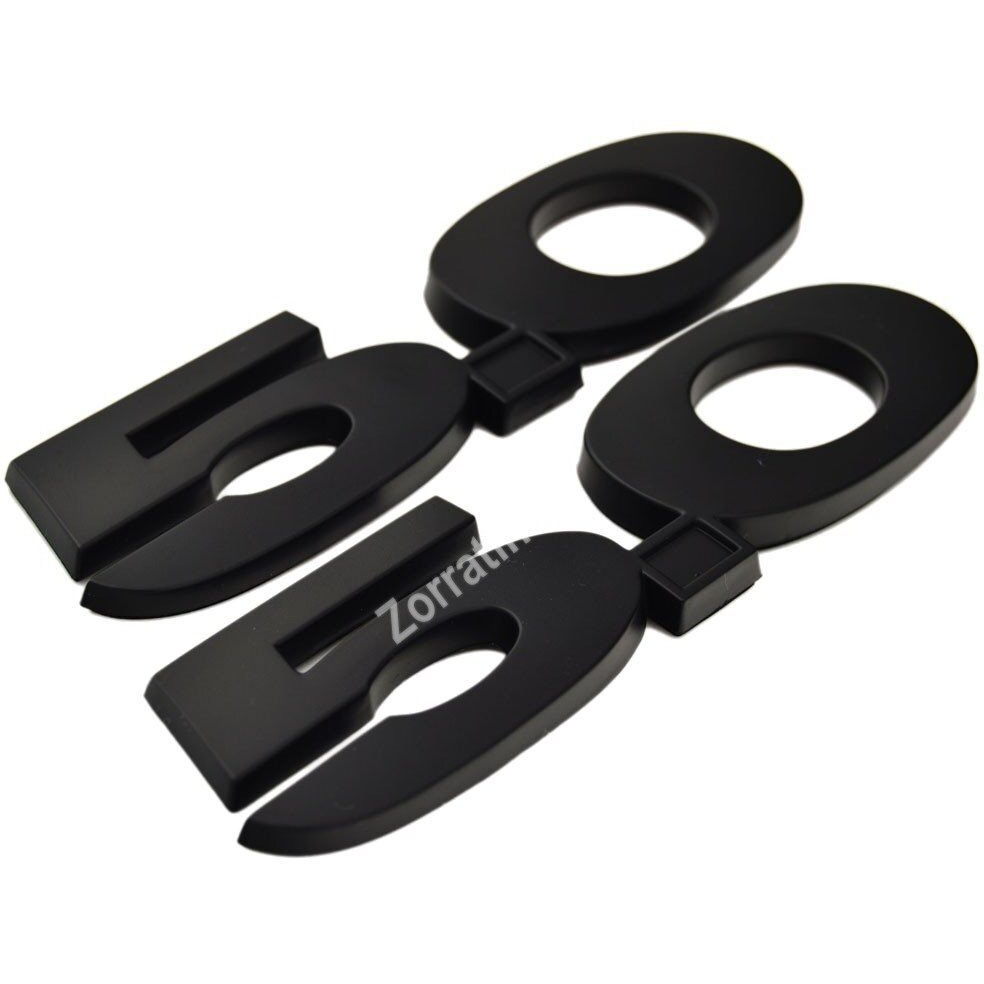 2 Pieces(Pair) Matte 5.0 Liter Door Fender Side Emblem Badge Plate For Ford Mustang F150 Gt - Full Blackout (No Red Dot)