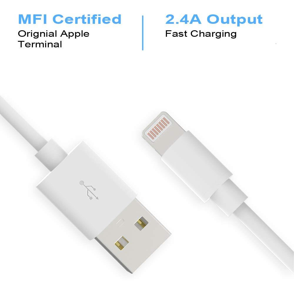 Clambo Mfi Certified Iphone Charger Cable 6.6 Feet (2 M) Data Sync Lightning To Usb Apple Charger Iphone Charging Cable Cord For Iphones White