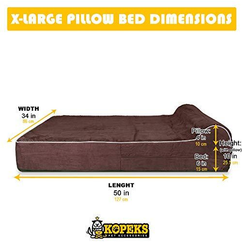 Kopeks Dog Bed Replacement Cover Memory Foam Beds - Brown - Extra Large (Jumbo Size)