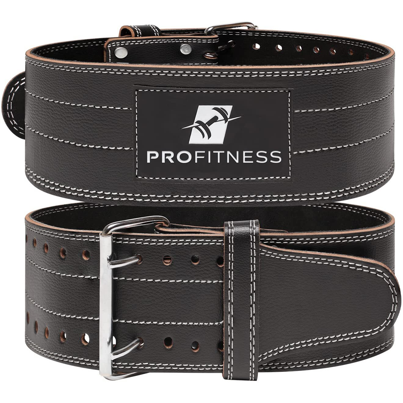 Weightlifter Belt By Profitness Large Weightlifting Gym Belt For Men And Woman - (Black/White, Large)