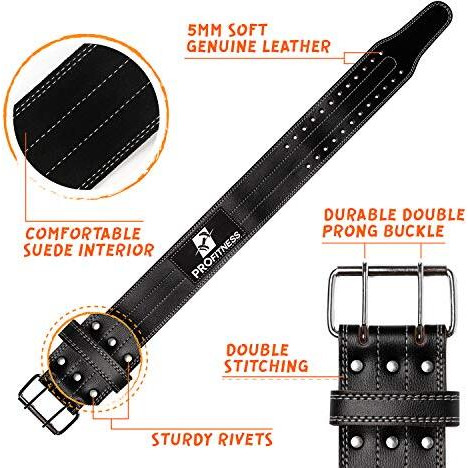 Weightlifter Belt By Profitness Large Weightlifting Gym Belt For Men And Woman - (Black/White, Large)