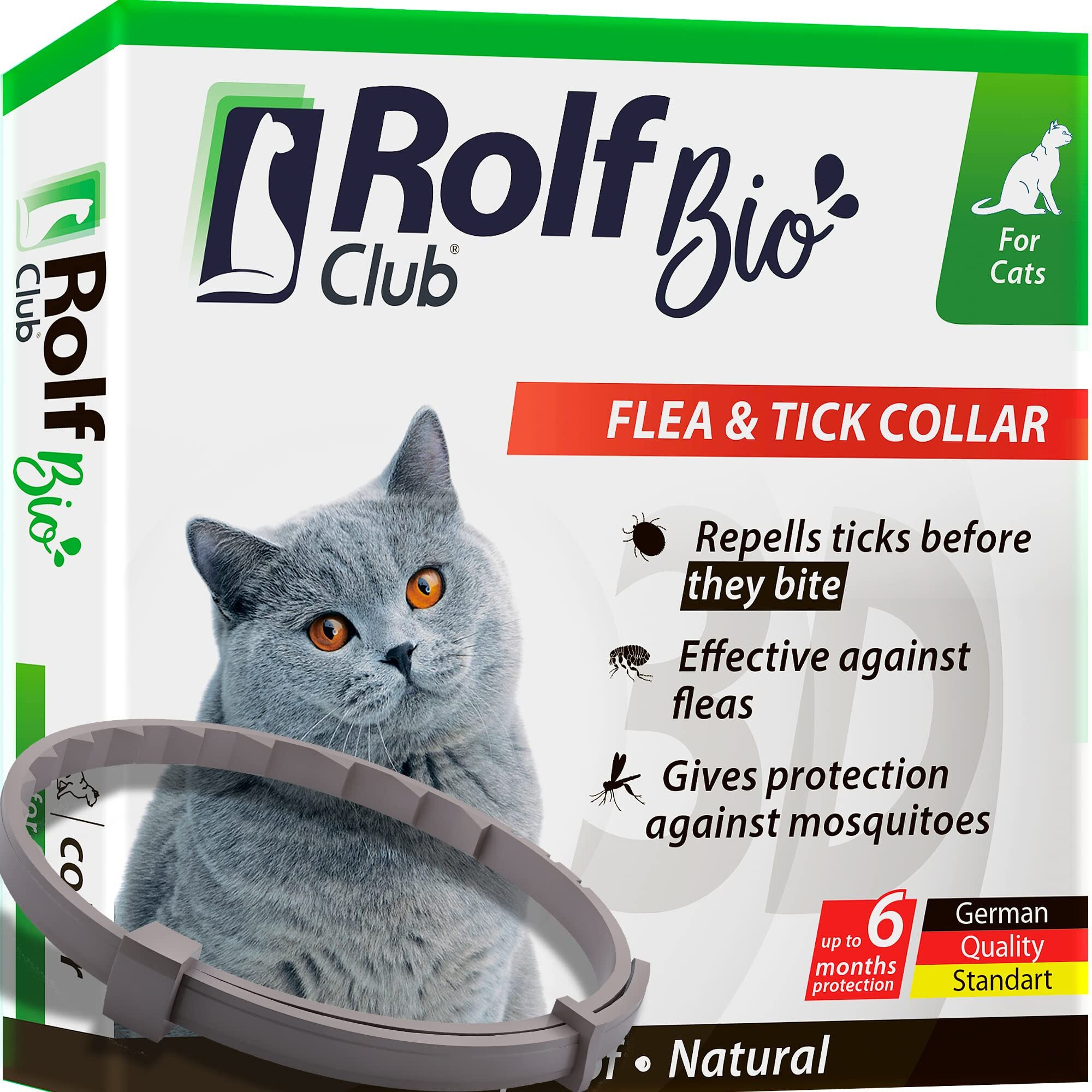 Natural Flea & Tick Collar For Cats - 6 Months Control Of Best Prevention & Safe Treatment - Anti Fleas And Ticks Essential Oil Repellent (1 Pack)