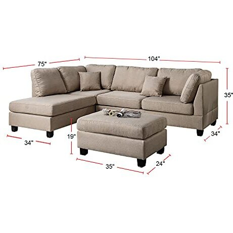 Poundex Pdex- Upholstered Sofassectionalsarmchairs, Sand