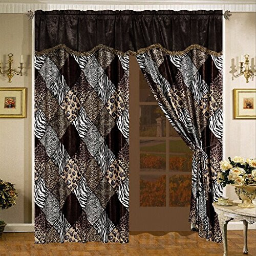 Grand Linen Brown/Black/White Comforter Set Animal Print Microfur Bed In A Bag Queen Size Bedding