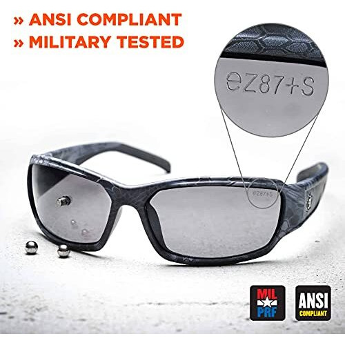 Skullerz Thor Polarized Copper Lens Kryptek Typhon Safety Glasses - Recommended For Construction, Carpentry, Woodworking, Landscaping, Boating, Skiing, Fishing, Hunting, Shooting, Sport - Durable, Be