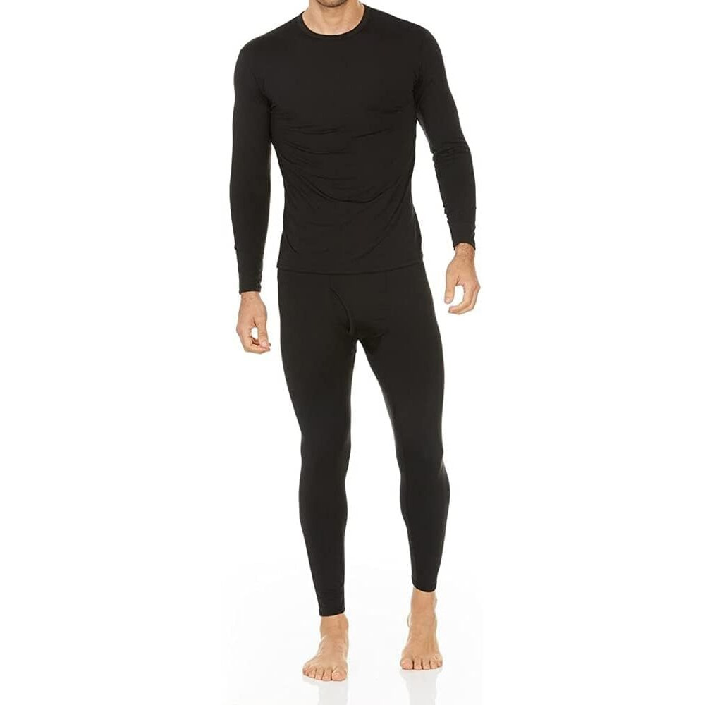 Thermajohn Long Johns Thermal Underwear For Men Fleece Lined Base Layer Set For Cold Weather (X-Large, Black)