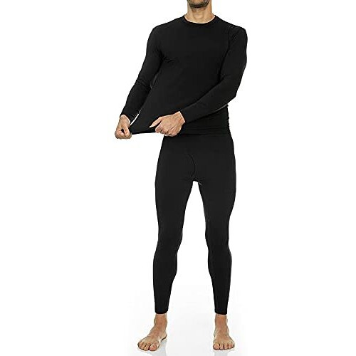 Thermajohn Long Johns Thermal Underwear For Men Fleece Lined Base Layer Set For Cold Weather (X-Large, Black)