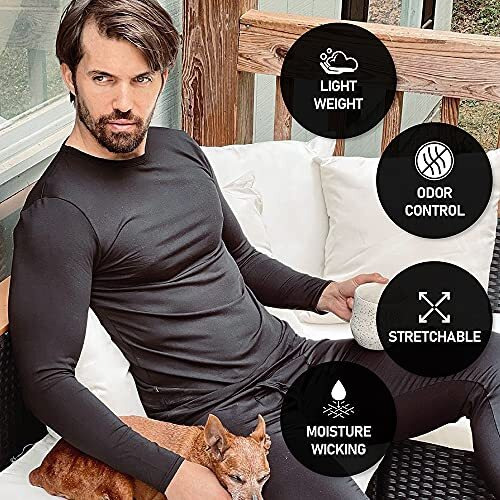 Thermajohn Long Johns Thermal Underwear For Men Fleece Lined Base Layer Set For Cold Weather (X-Large, Black)