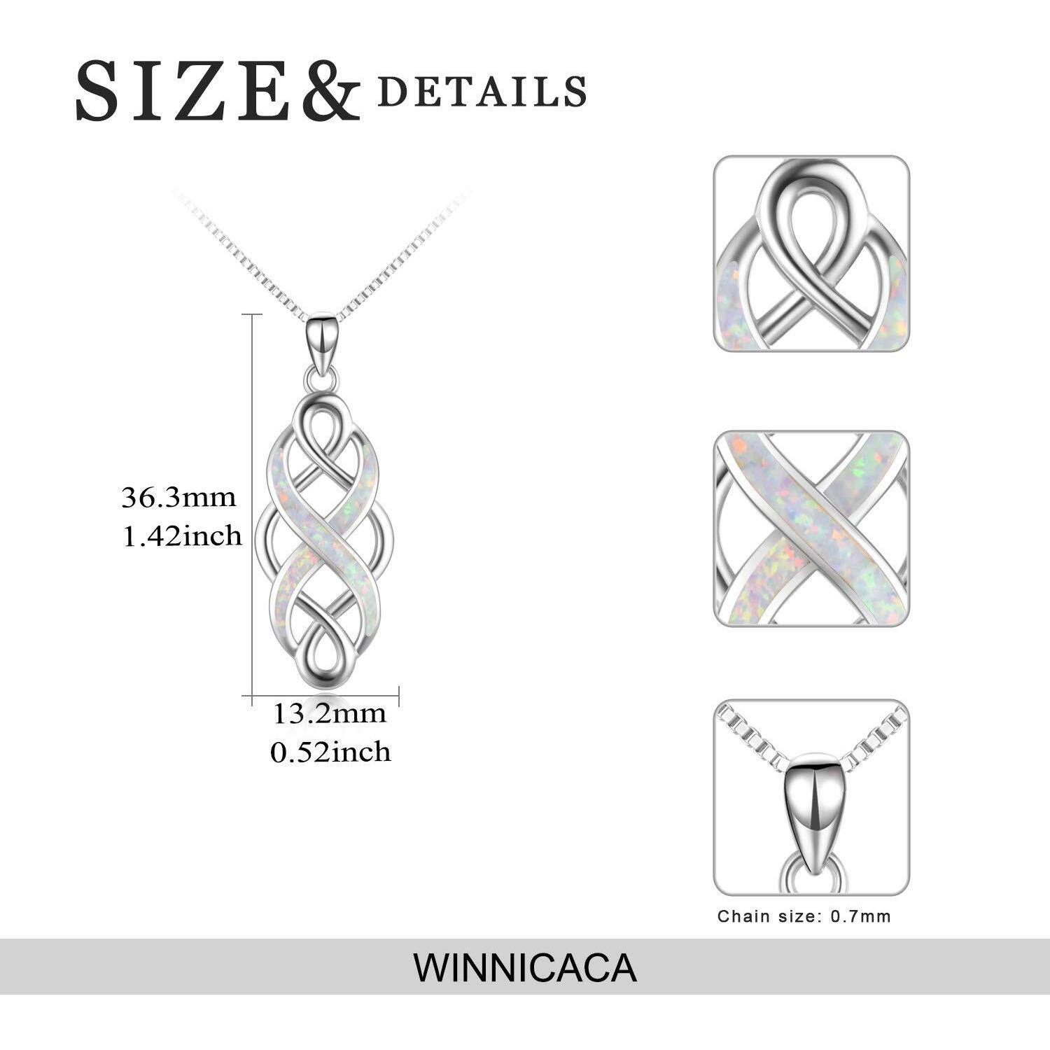Yfn Irish Celtic Knot Created Opal Pendant Necklace Infinity Love Sterling Silver Cz Jewelry 18 "" (White Opal Celtic Knot Necklace)