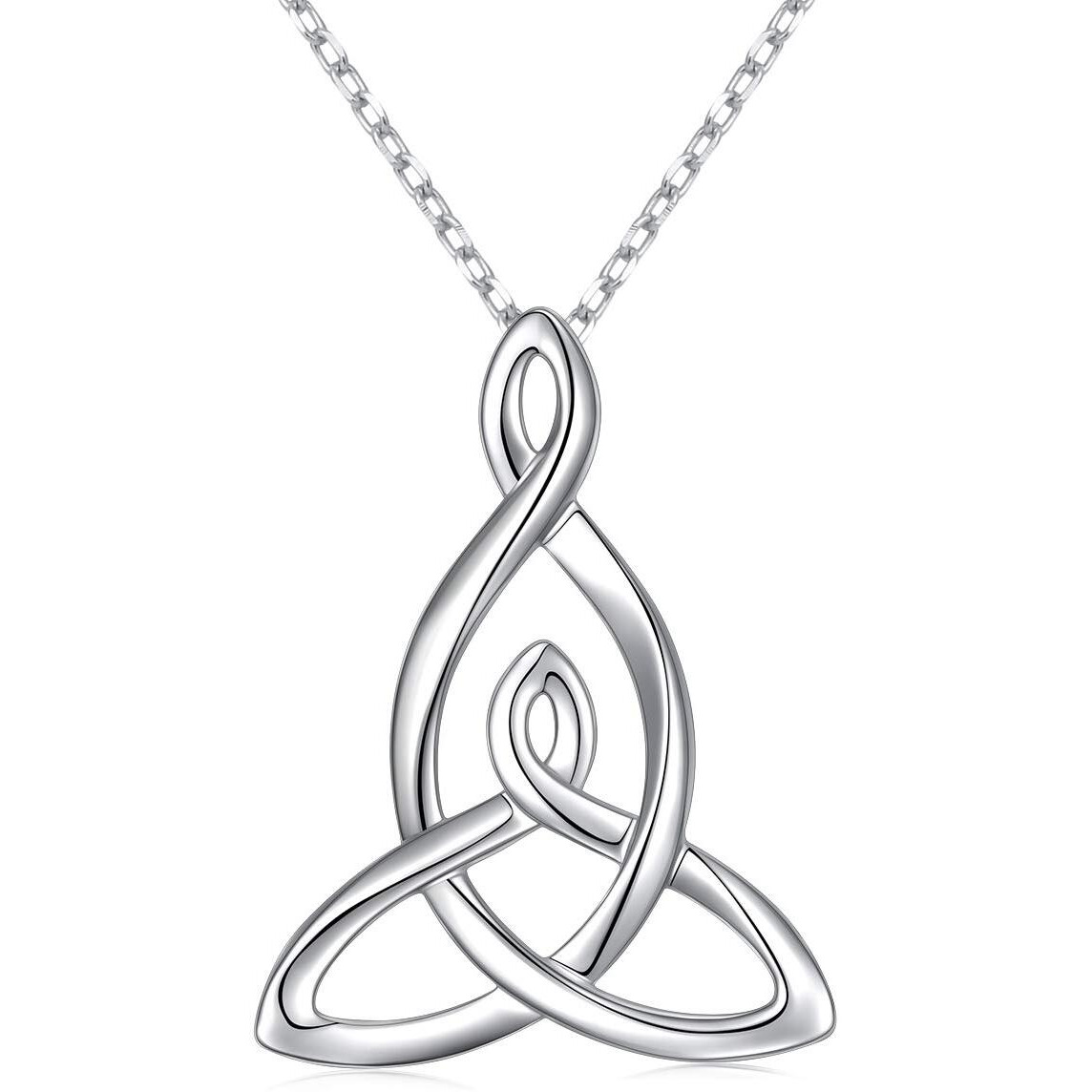 Flyow 925 Sterling Silver Jewelry Mom Knot Mother Daughter Celtic Knot Pendant Necklace For Women Birthday Valentine 's Day Mother 's Day Gift, 16 Inch + 2 Inch
