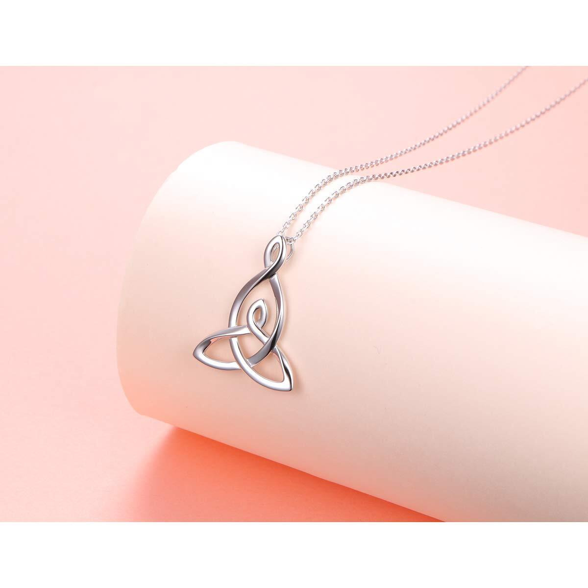 Flyow 925 Sterling Silver Jewelry Mom Knot Mother Daughter Celtic Knot Pendant Necklace For Women Birthday Valentine 's Day Mother 's Day Gift, 16 Inch + 2 Inch