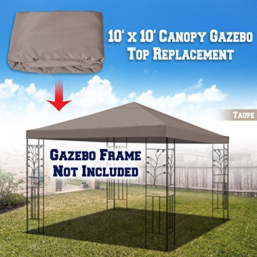 Benefitusa Replacement 10'X10'Gazebo Canopy Top Patio Pavilion Cover Sunshade Polyester Single Tier (Taupe)