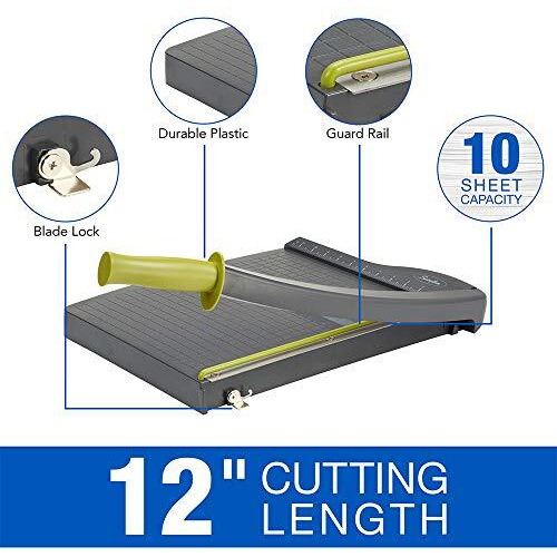 Swingline Paper Cutter, Guillotine Trimmer, 12"" Cut Length, 10 Sheet Capacity, Classiccut Lite (9312)