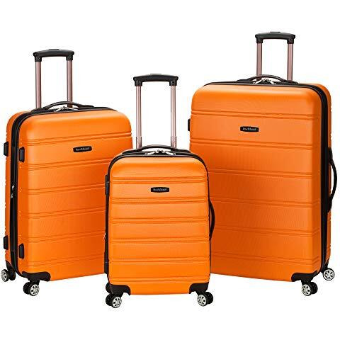 Rockland Melbourne Hardside Expandable Spinner Wheel Luggage, Orange, 3-Piece Set (20/24/28)
