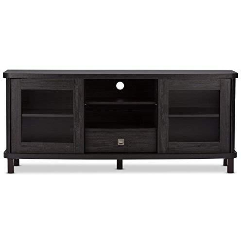 Baxton Studio Wholesale Interiors Walda Dark Brown Wood Tv Cabinet With 2 Sliding Doors And 1 Drawer, 60""