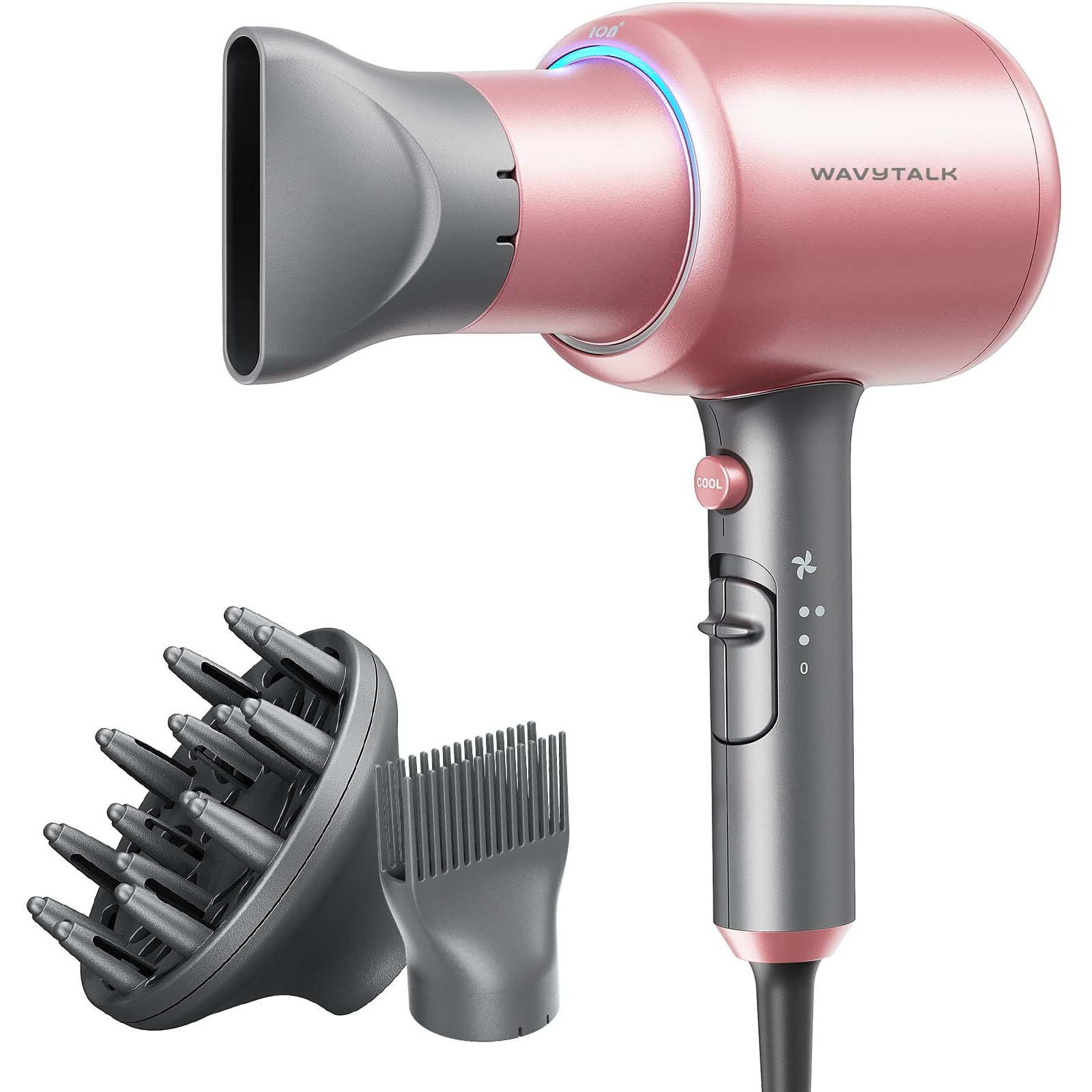Wavytalk Ionic Hair Dryer Blow Dryer With Diffuser & Comb For Curly Hair Professional 1875W High Power Dryer With Ceramic Technology For Fast Drying As Salon Light And Quiet