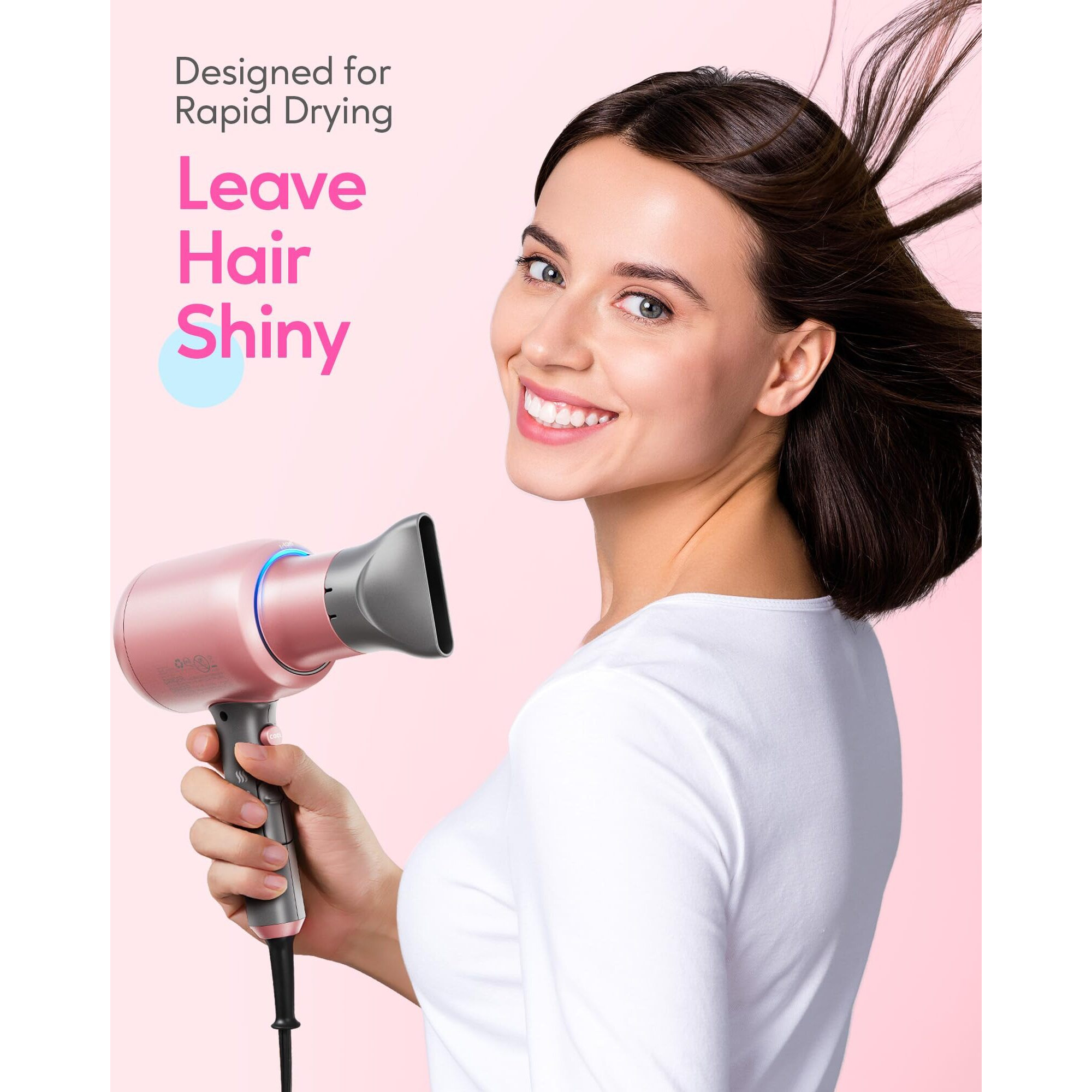 Wavytalk Ionic Hair Dryer Blow Dryer With Diffuser & Comb For Curly Hair Professional 1875W High Power Dryer With Ceramic Technology For Fast Drying As Salon Light And Quiet