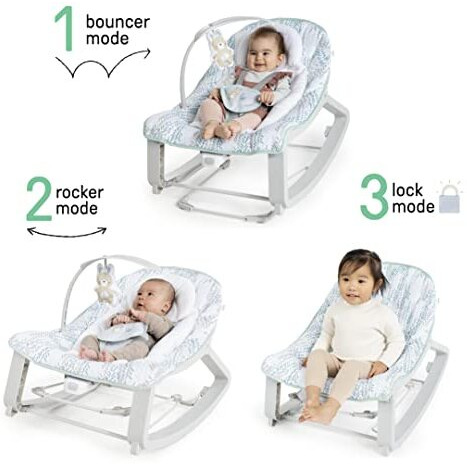 Ingenuity Keep Cozy 3-In-1 Grow With Me Vibrating Baby Bouncer Seat & Infant To Toddler Rocker, Vibrations & -Toy Bar, 0-30 Months Up To 40 Lbs (Spruce)
