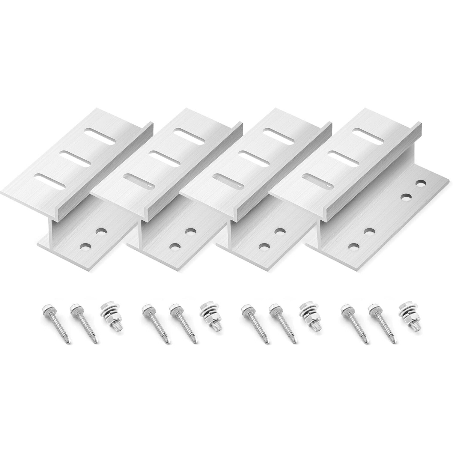 Newpowa Solar Panel Mounting Z Bracket With Nuts And Bolts Supporting For Rv, Boat, Wall, Off Grid Roof Installation A Sets Of 4 Units Sliver Aluminum