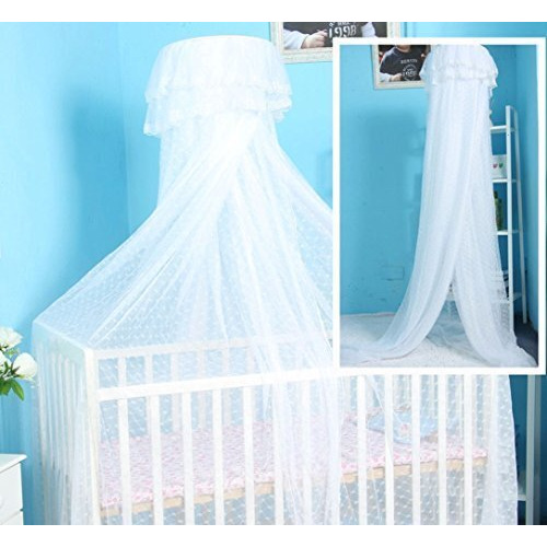 Cdycam Baby Infant Toddler Bed Dome Cots Mosquito Netting Hanging Bed Net Mosquito Bar Frame Palace-Style Crib Bedding Set (White Mosquito Netting Only, Without Stand)
