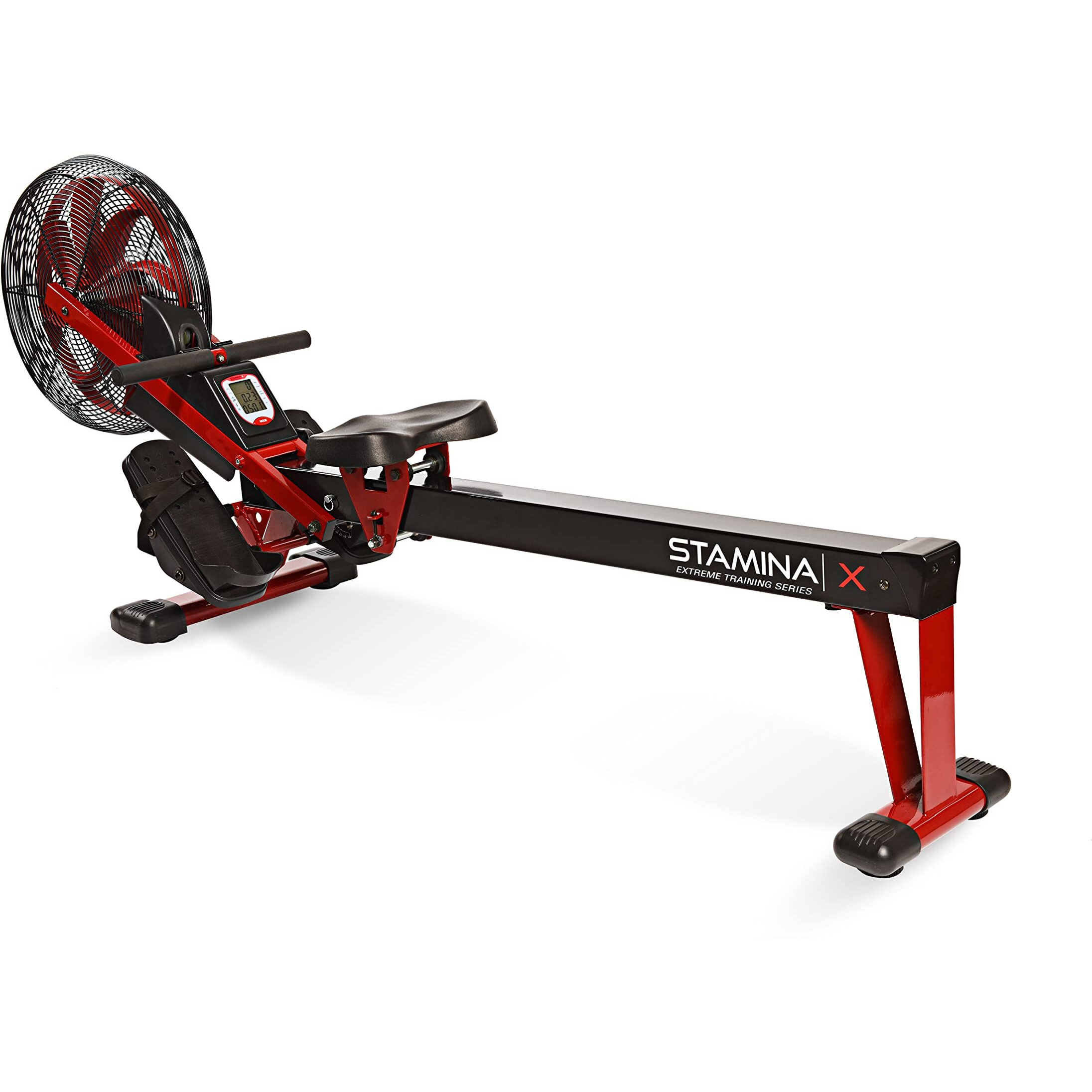 Stamina | X Air Rower - Rower Machine With Smart Workout App - Rowing Machine With Air Resistance For Home Gym Fitness - Up To 250 Lbs Weight Capacity - Black/Red