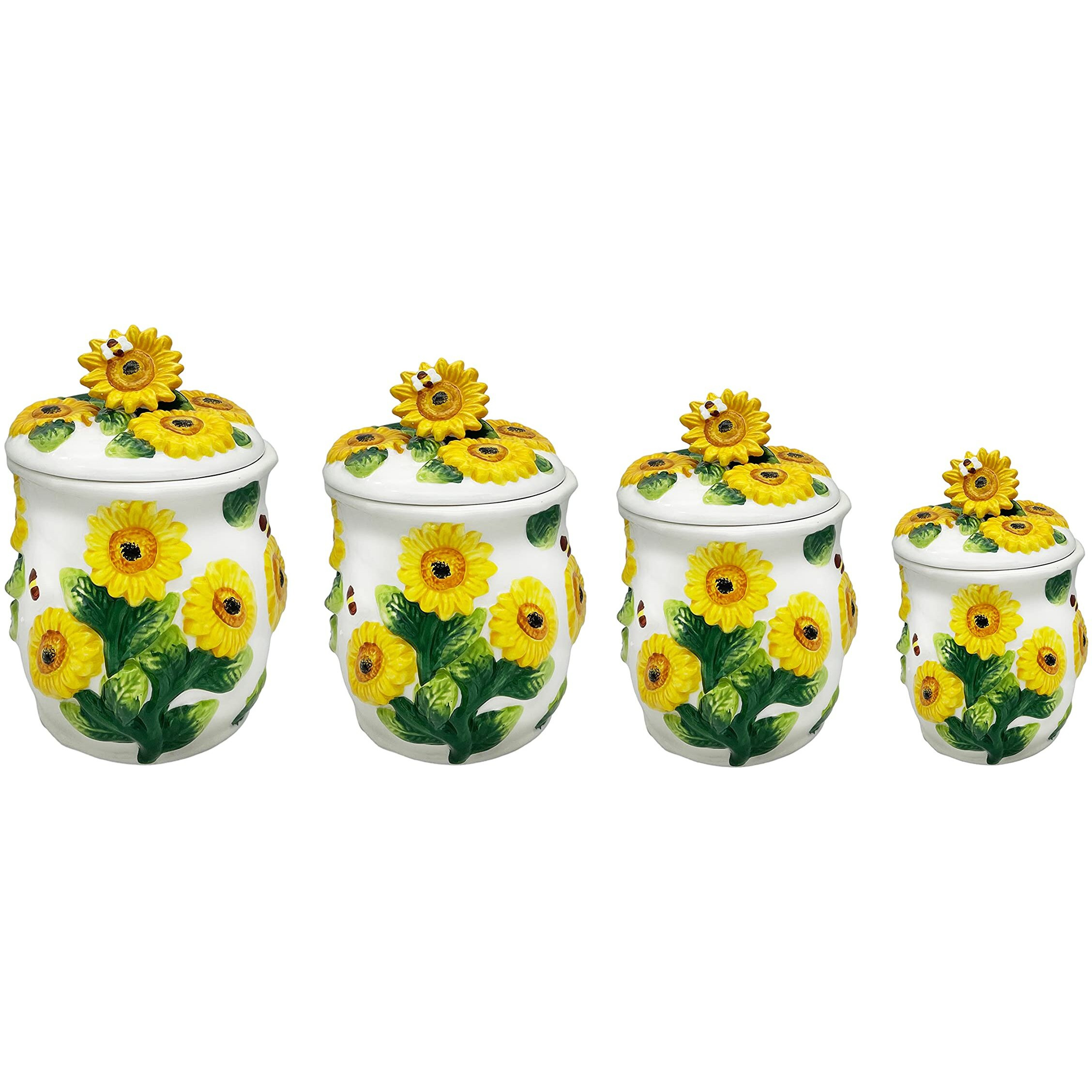 3-D Sunflower 4-Piece Canisters Set, 83001